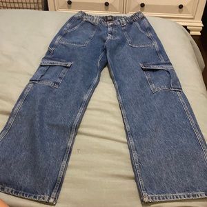 Oversized, denim skater jeans.